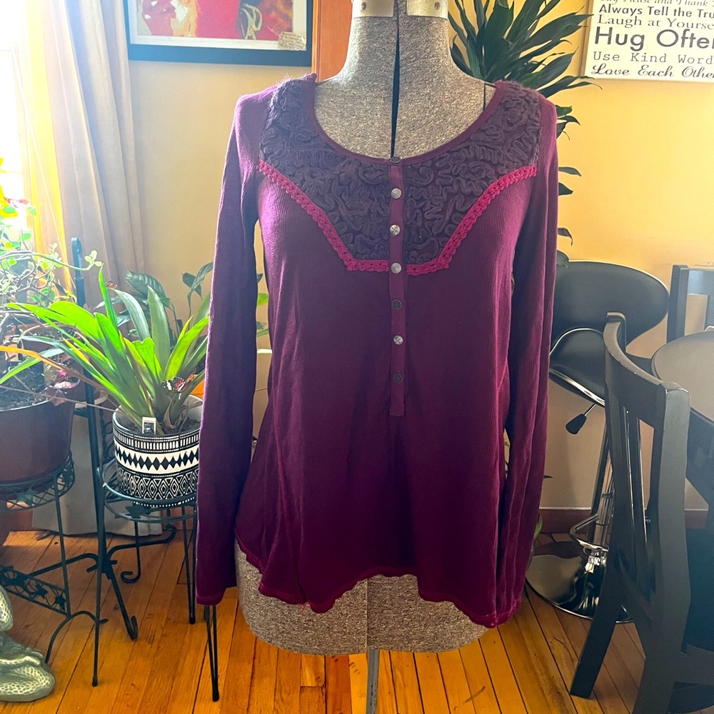 NWT Free People wine colored long sleeve Sz L